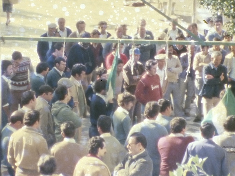 Jornaleros durante la ocupación de la finca "El grullo". Villamartín (Cádiz). 1983